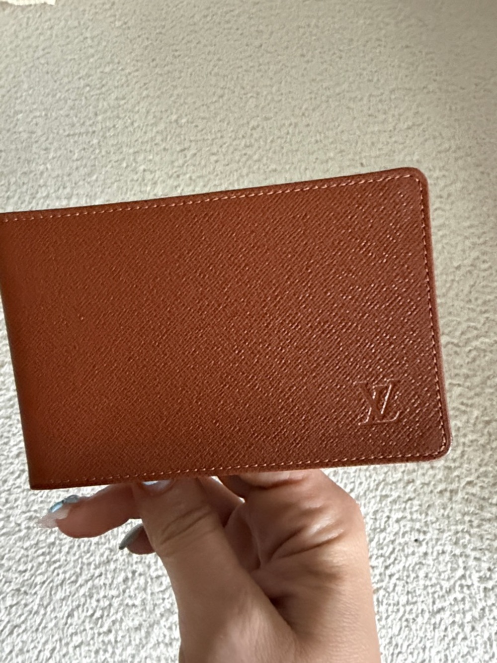 Louis Vuitton Tan Brown Saffiano Leather Card Sleeve